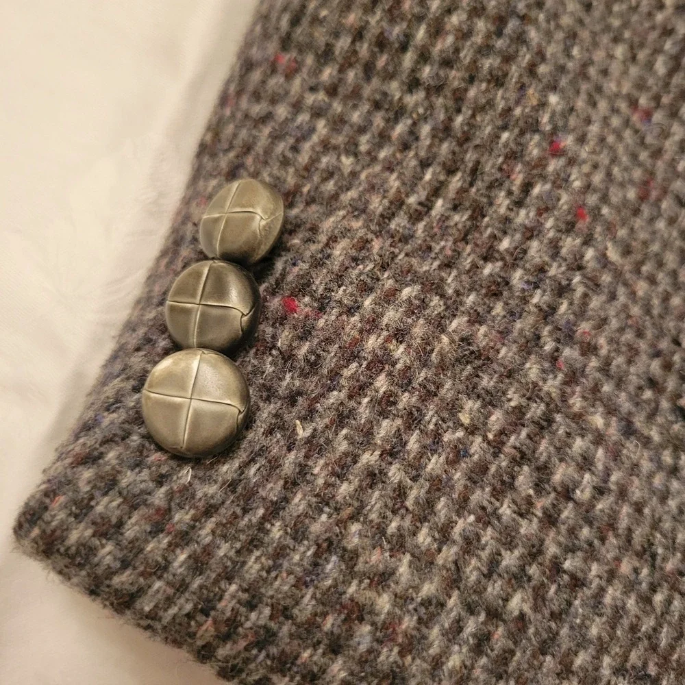 Haggar 44L Blazer Grey Tweed 2 Button Single Vent Academia Sport Coat Preppy